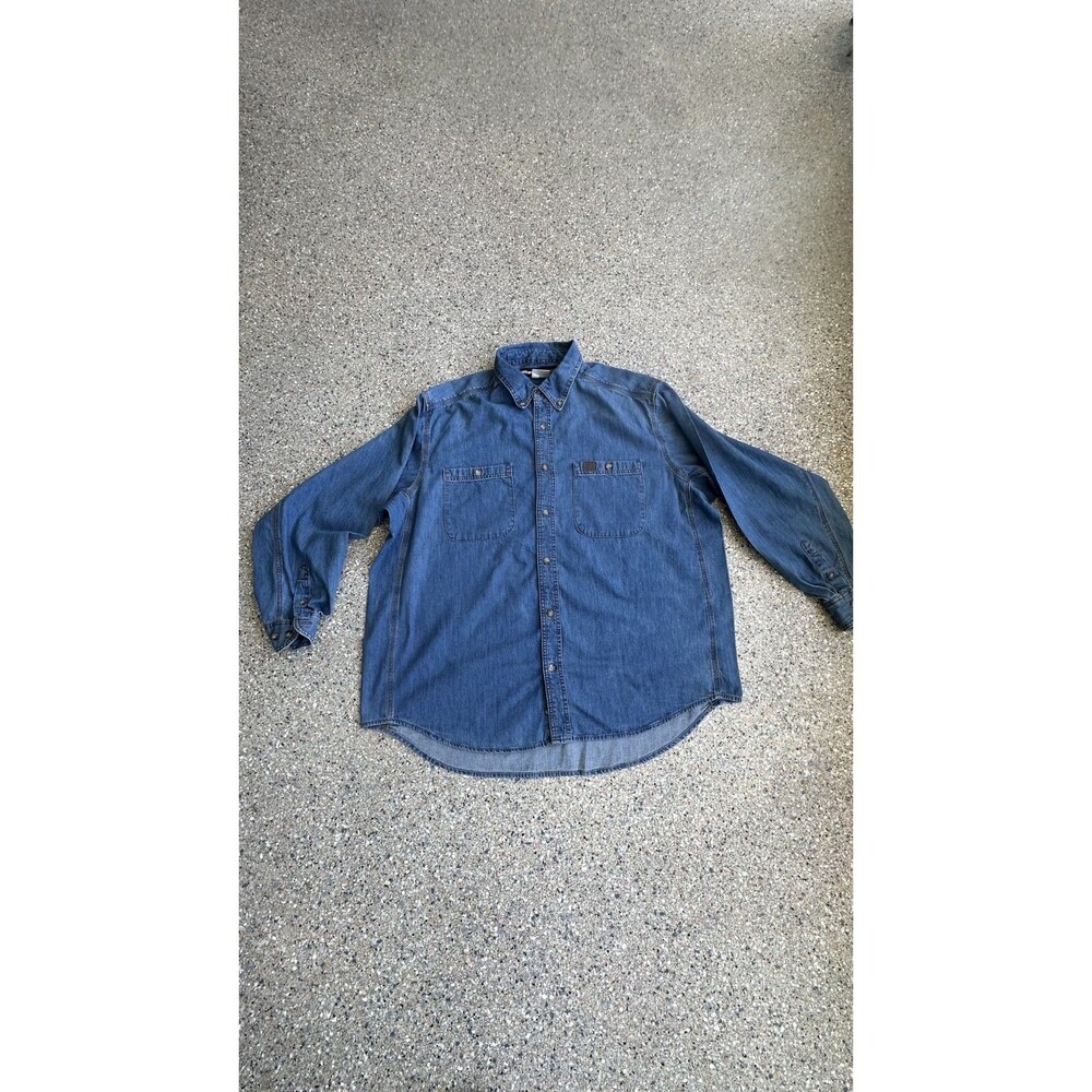WRANGLER MENS LONG SLEEVE DENIM BUTTON UP SHIRT 2XL XXL EXCELLENT CONDITION
